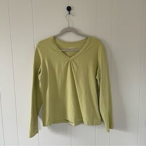 Hannah Light Olive Long Sleeve V-Neck Top